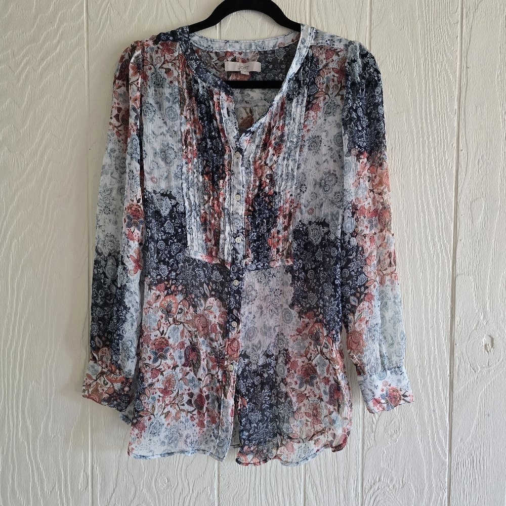 LOFT Sheer Blouse sz S